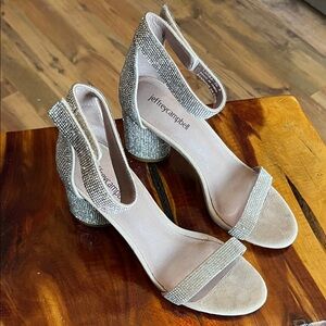 Jeffrey Campbell Laura Bedazzled Glittering Silver Heels 7